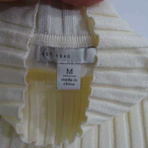 Cato Ribbed Mock Neck Cream Knit Top Sweater Women Size M Fitted Casual Layering - Picture 3 of 10